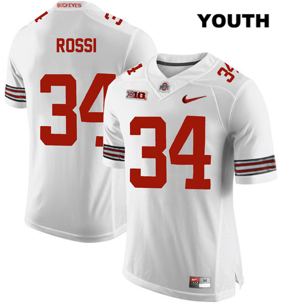 Ohio State Buckeyes Youth Mitch Rossi #34 White Authentic Nike College NCAA Stitched Football Jersey ND19X32CM